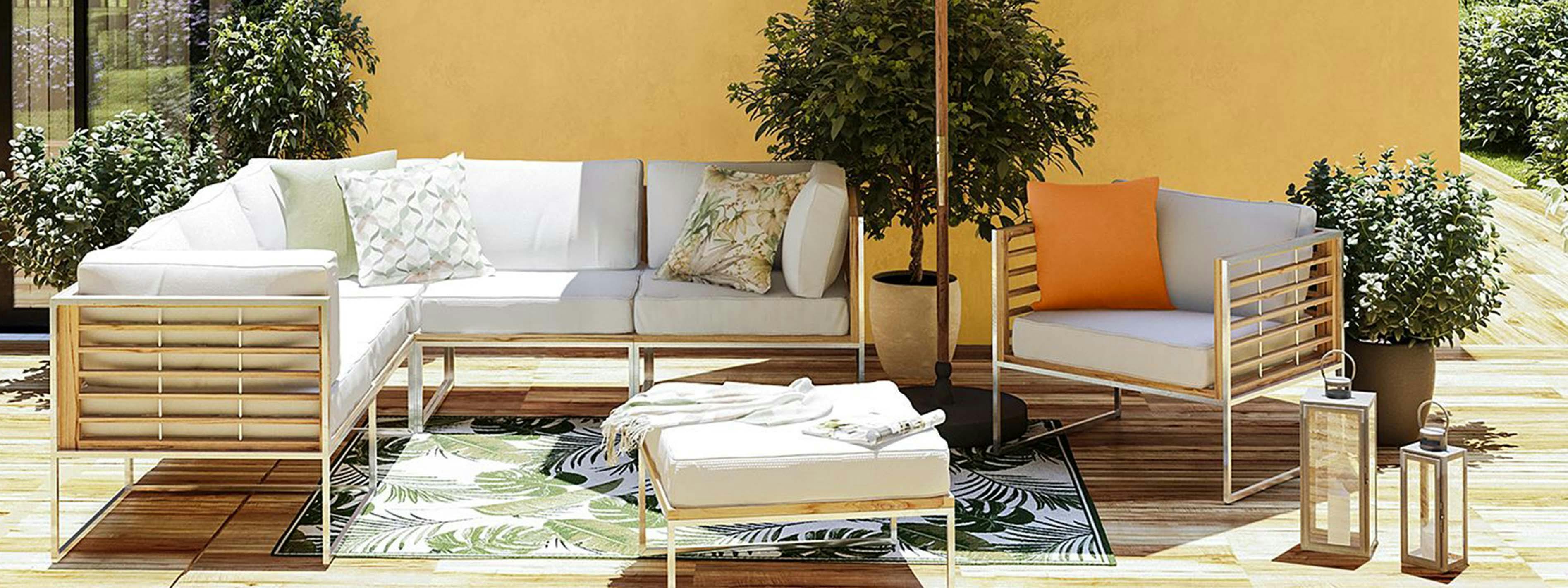 Meubles de jardin DKD Home Decor Blanc 124 x 74 x 84 cm (4 Pièces)