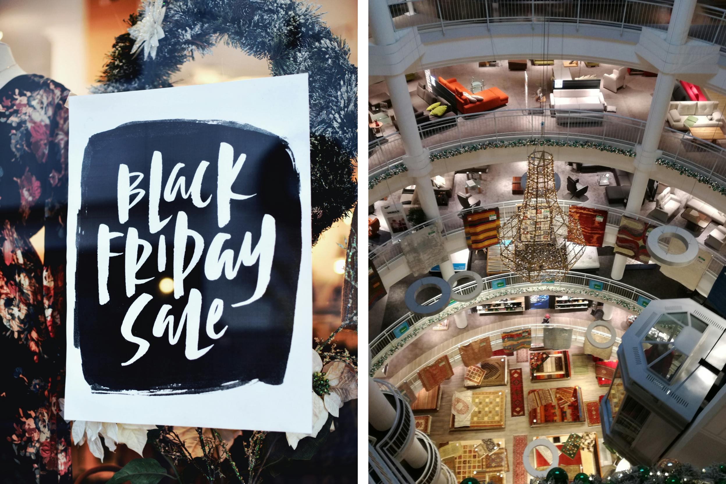 Angebot für Black Friday und Atrium in Einkaufszentrum