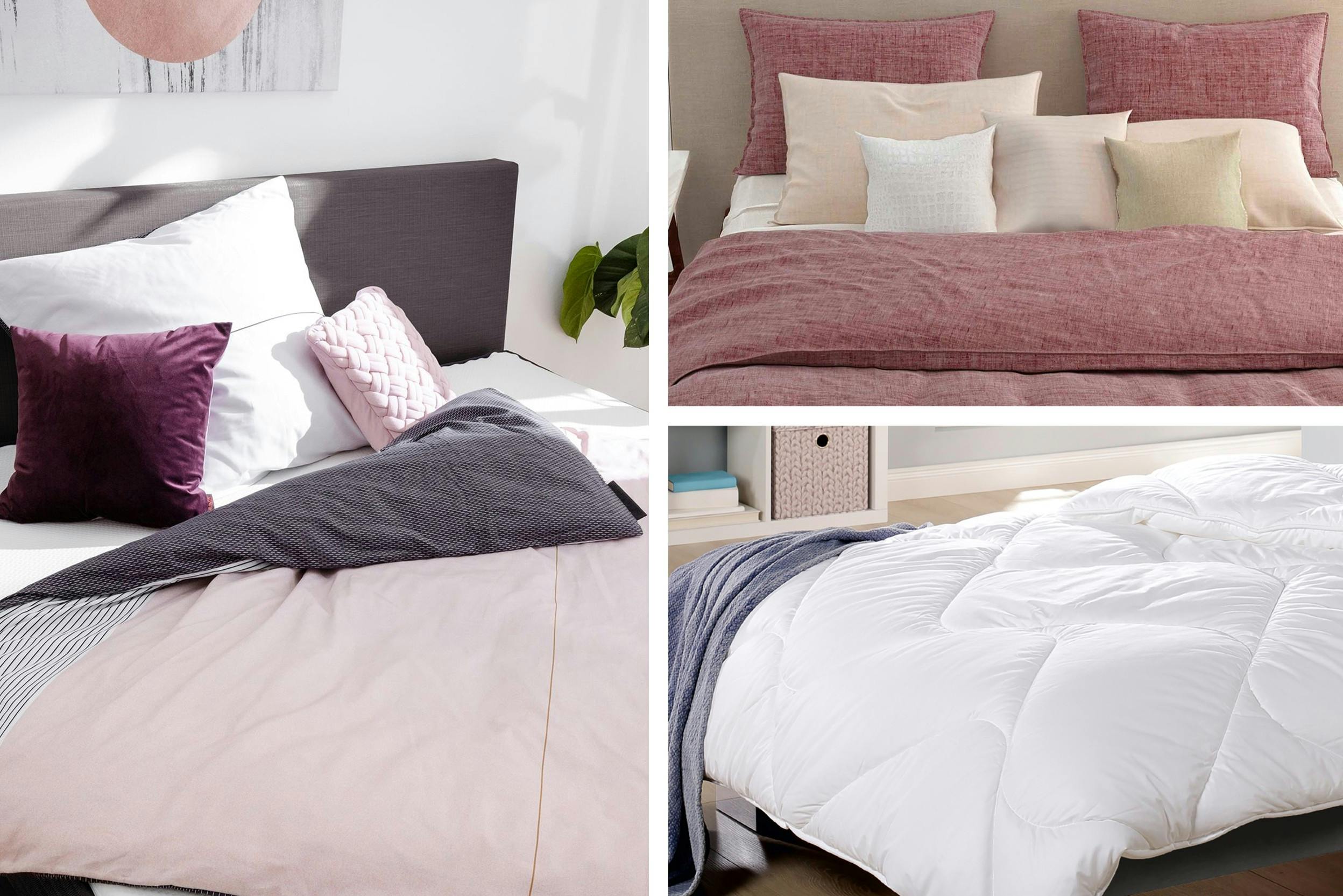 Verschiedene Bettdecken mit Daunen- oder Synthetikfüllung für geruhsamen Schlaf