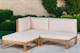 Modulare Gartenmöbel der Serie Mavre im Europaletten-Look mit Holzgestellt und beigen Polstern
