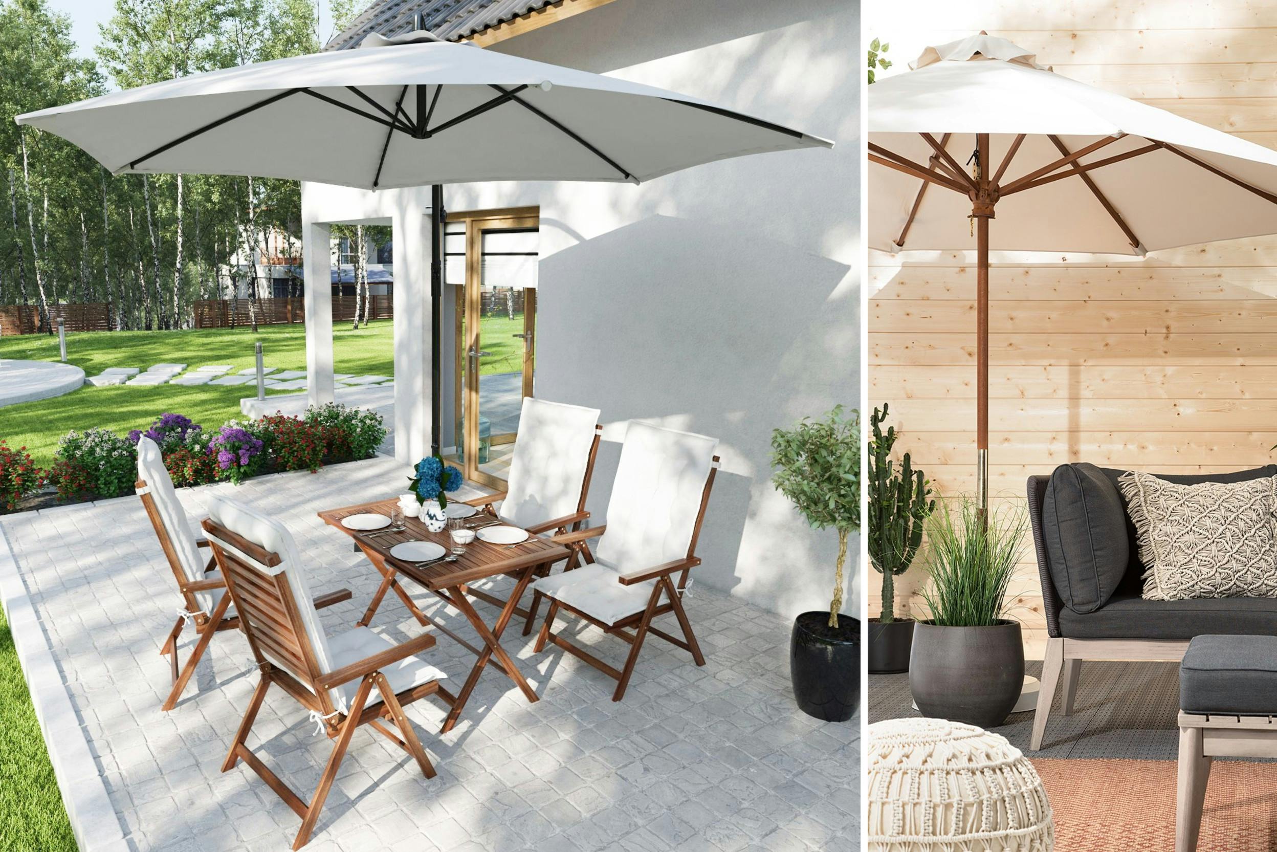 Terrassenmöbel mit Sonnenschirm