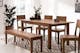 Table et chaises de salle à manger en bois massif foncé de style nature