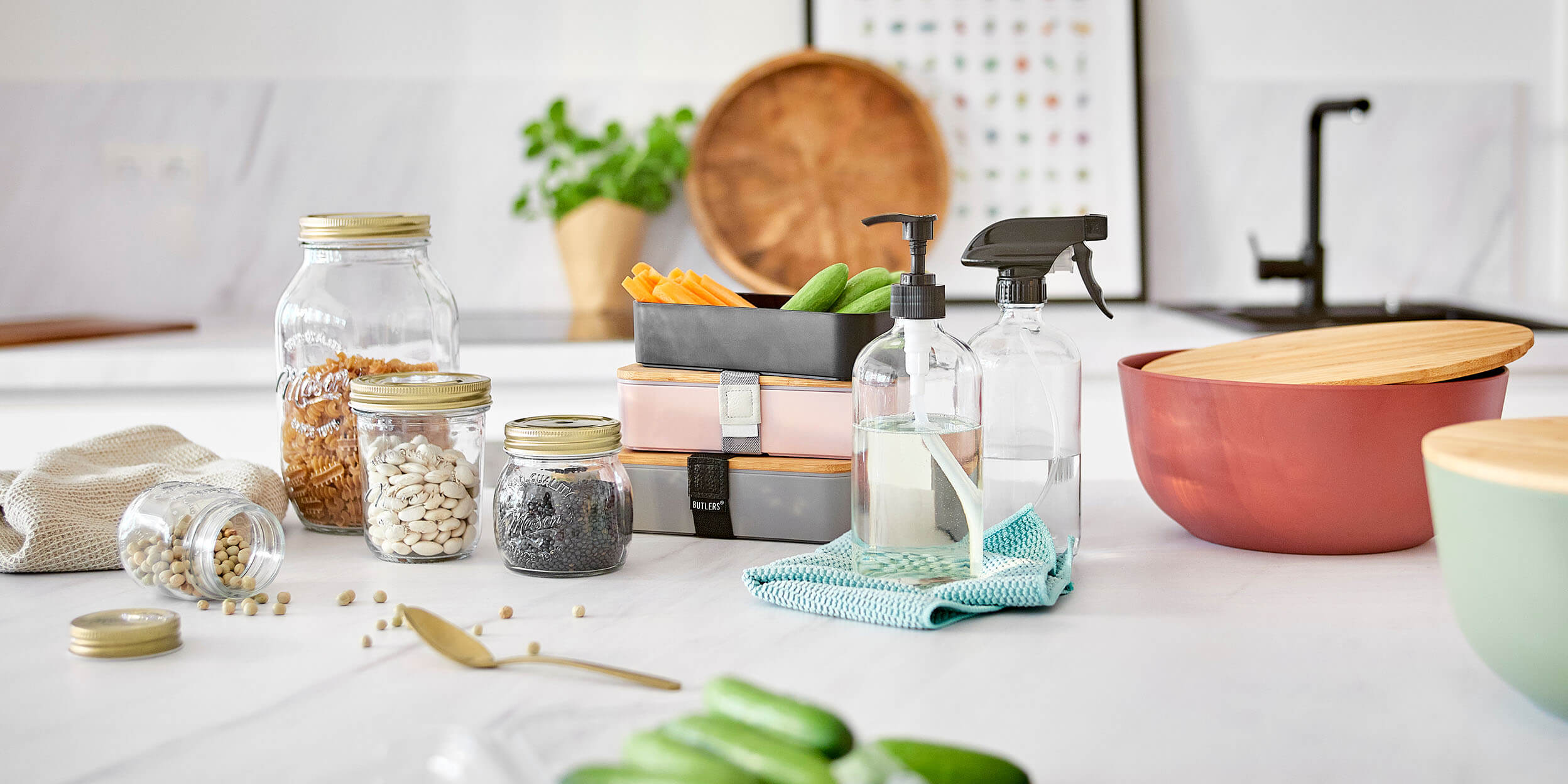 BUTLERS nachhaltig im Haushalt mit wieder verwendbarer Küchenaufbewahrung