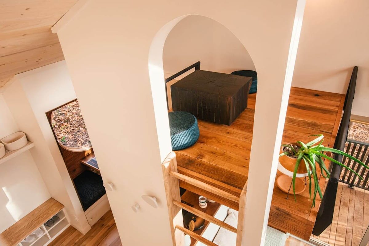 Sleeping loft in The Nook cabin