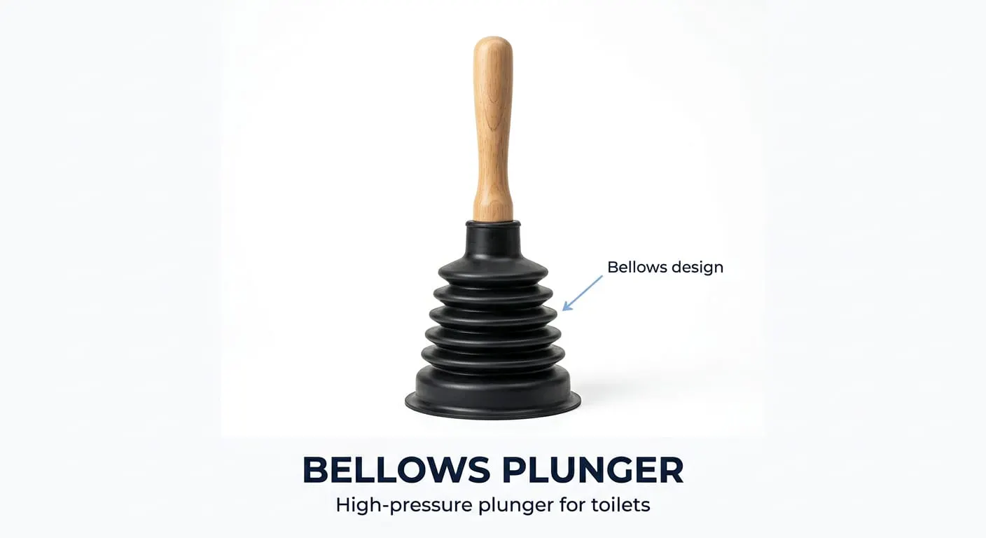 Bellows plunger for toilets
