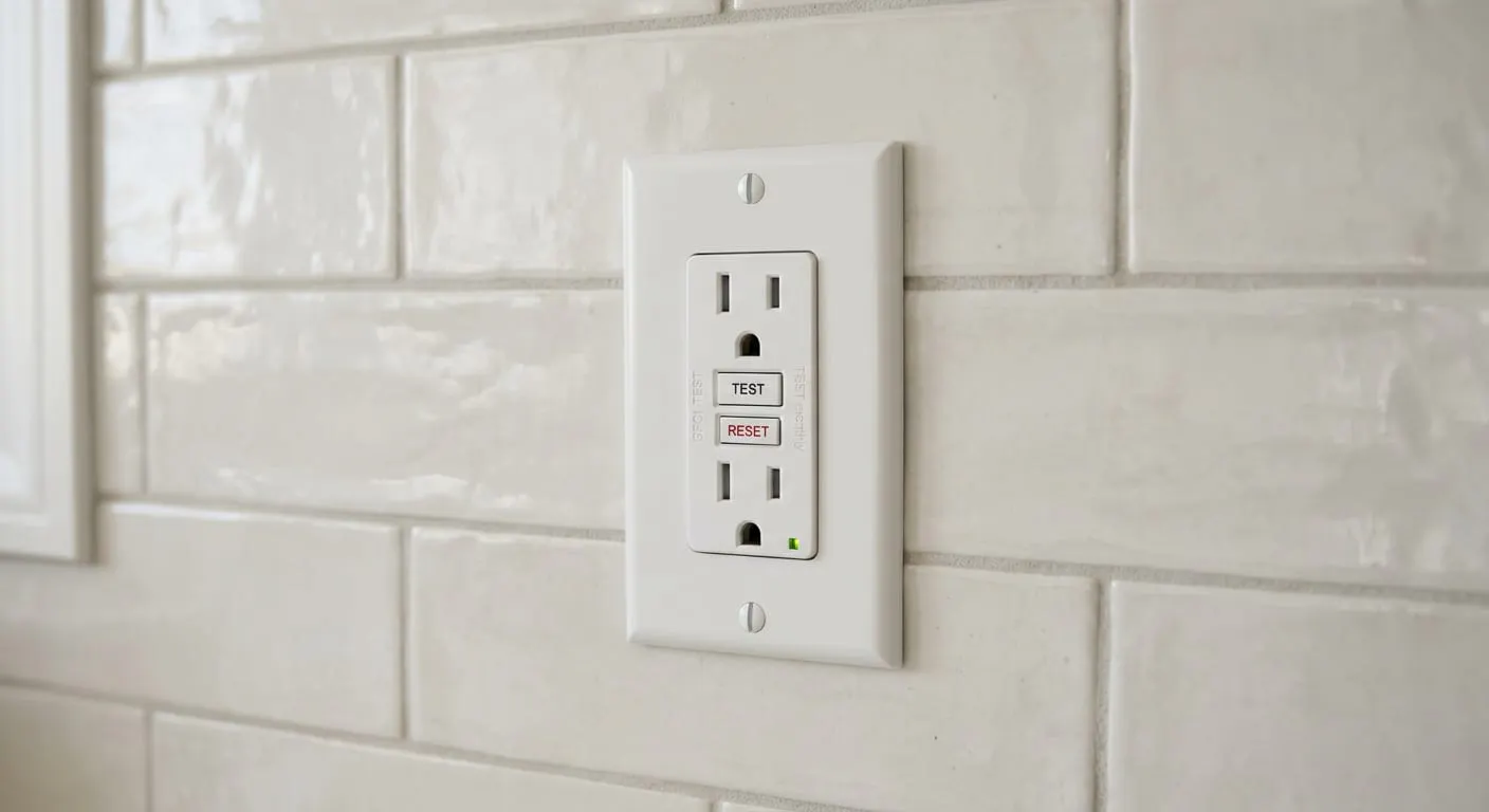 GFCI outlet with test and reset buttons