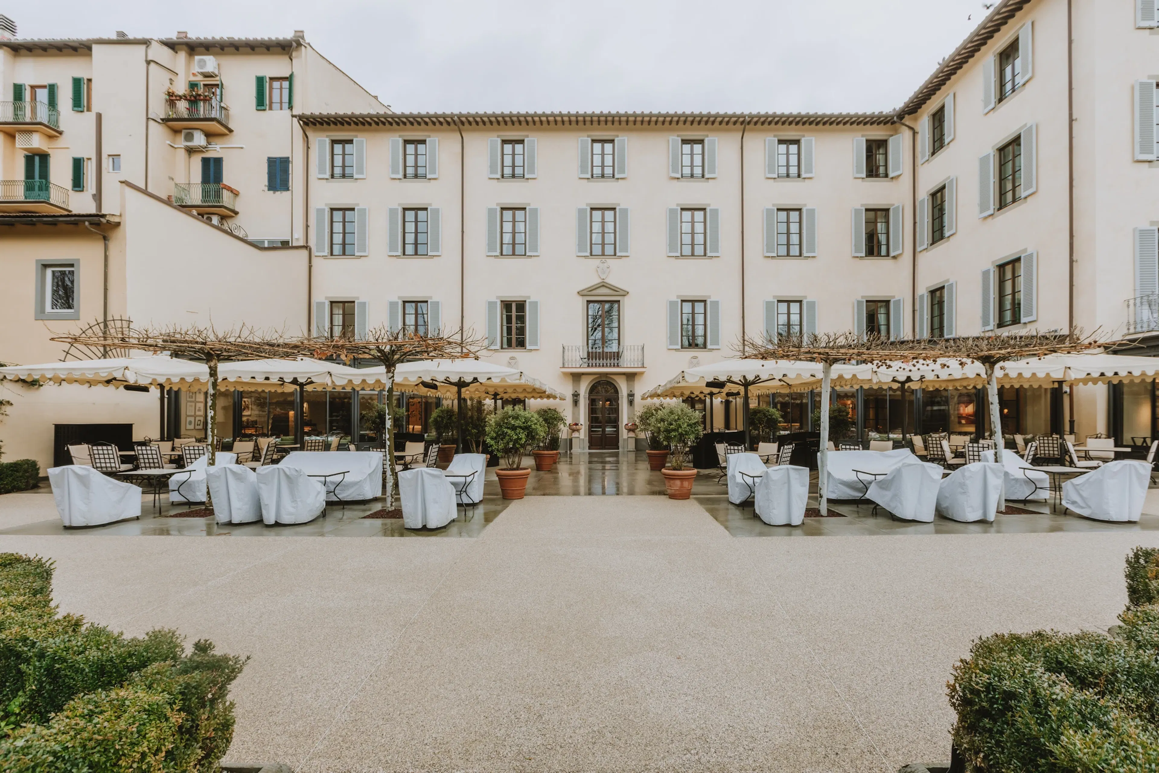 Courtyard dining terrace at the Four Seasons Hotel Florence