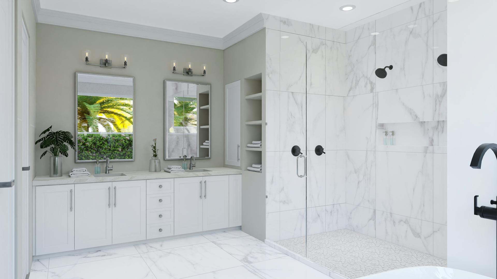 An image of a contemporary master bathroom