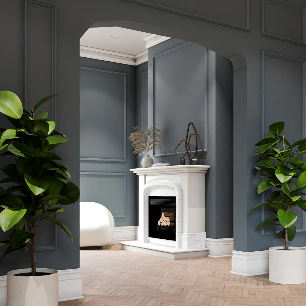 3D render of a Mediterranean-style interior featuring an archway that lacks refinement, slightly disrupting the architectural flow characteristic of the style.