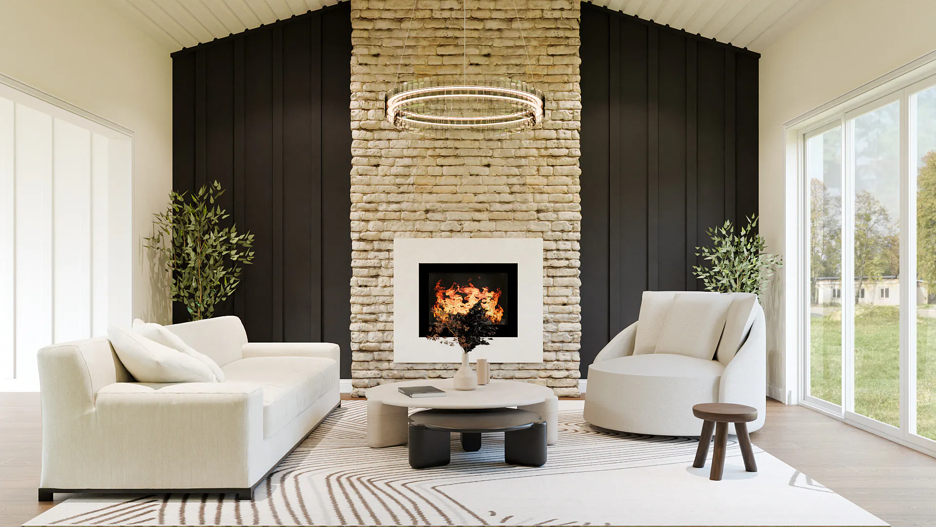 Living room with accent wall
