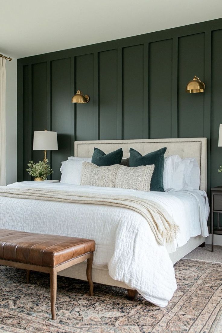 Bedroom with a panelled accent