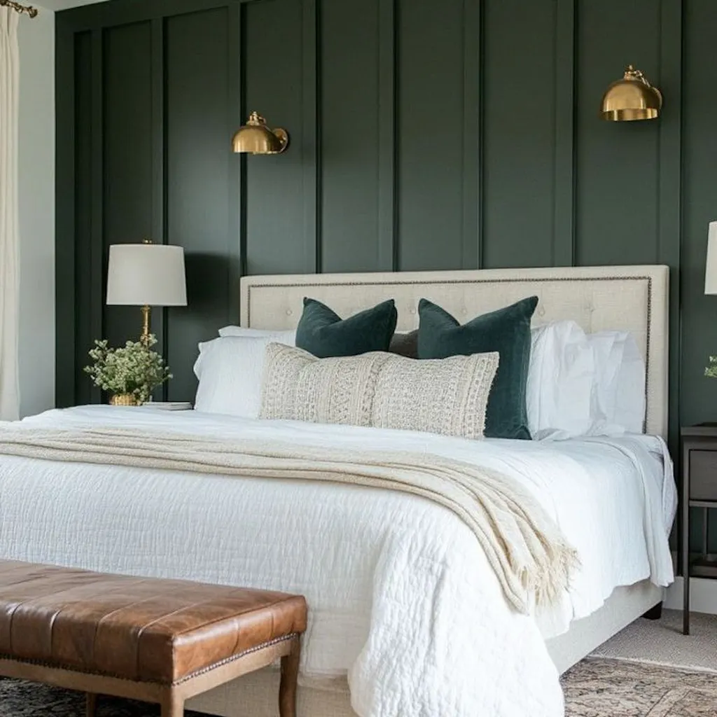 Bedroom with a panelled accent