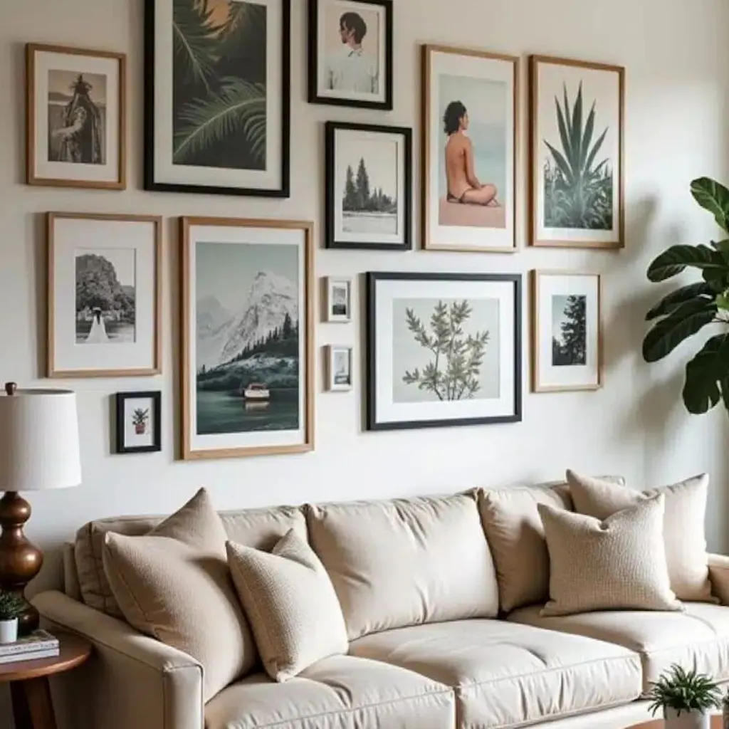 Living room with framed art as accent