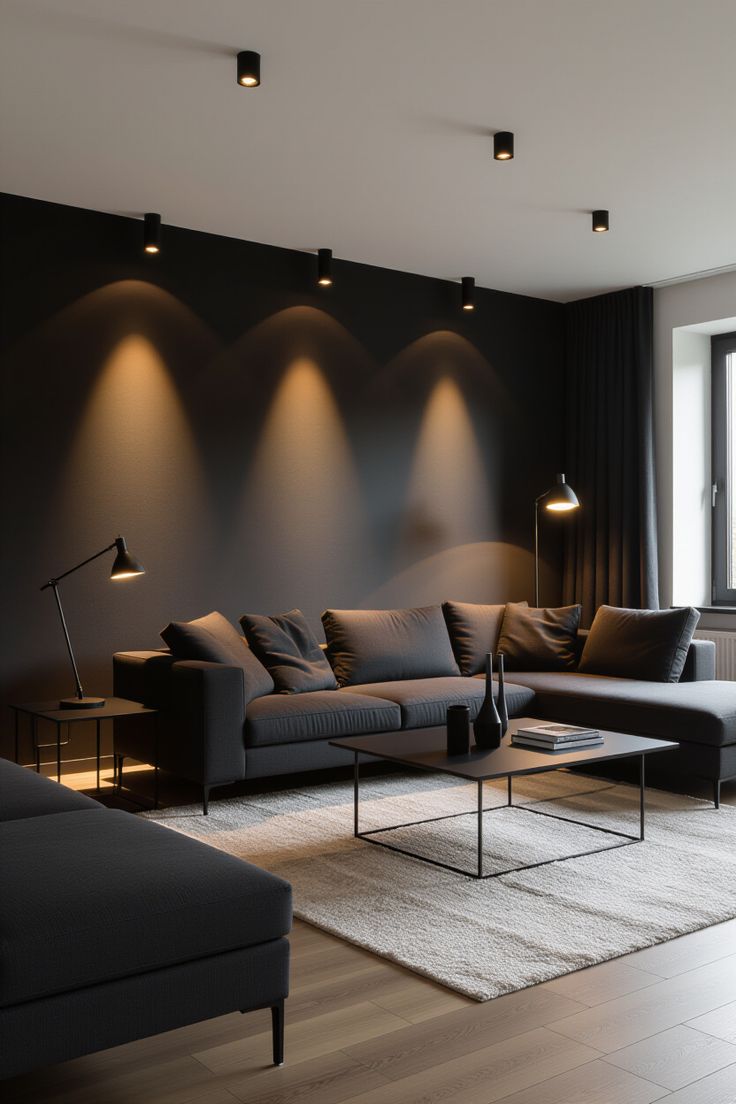 Living room with lights as accent
