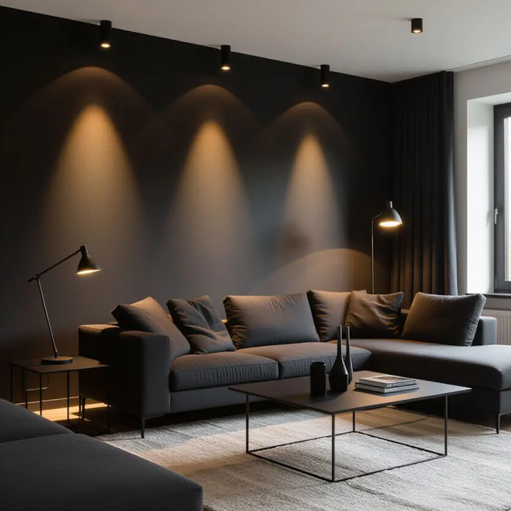 Living room with lights as accent