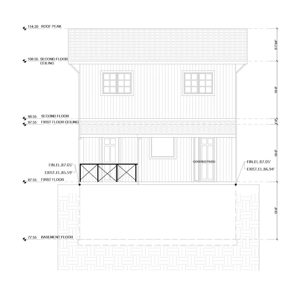Rear Elevation for a single-family home by HomeRender