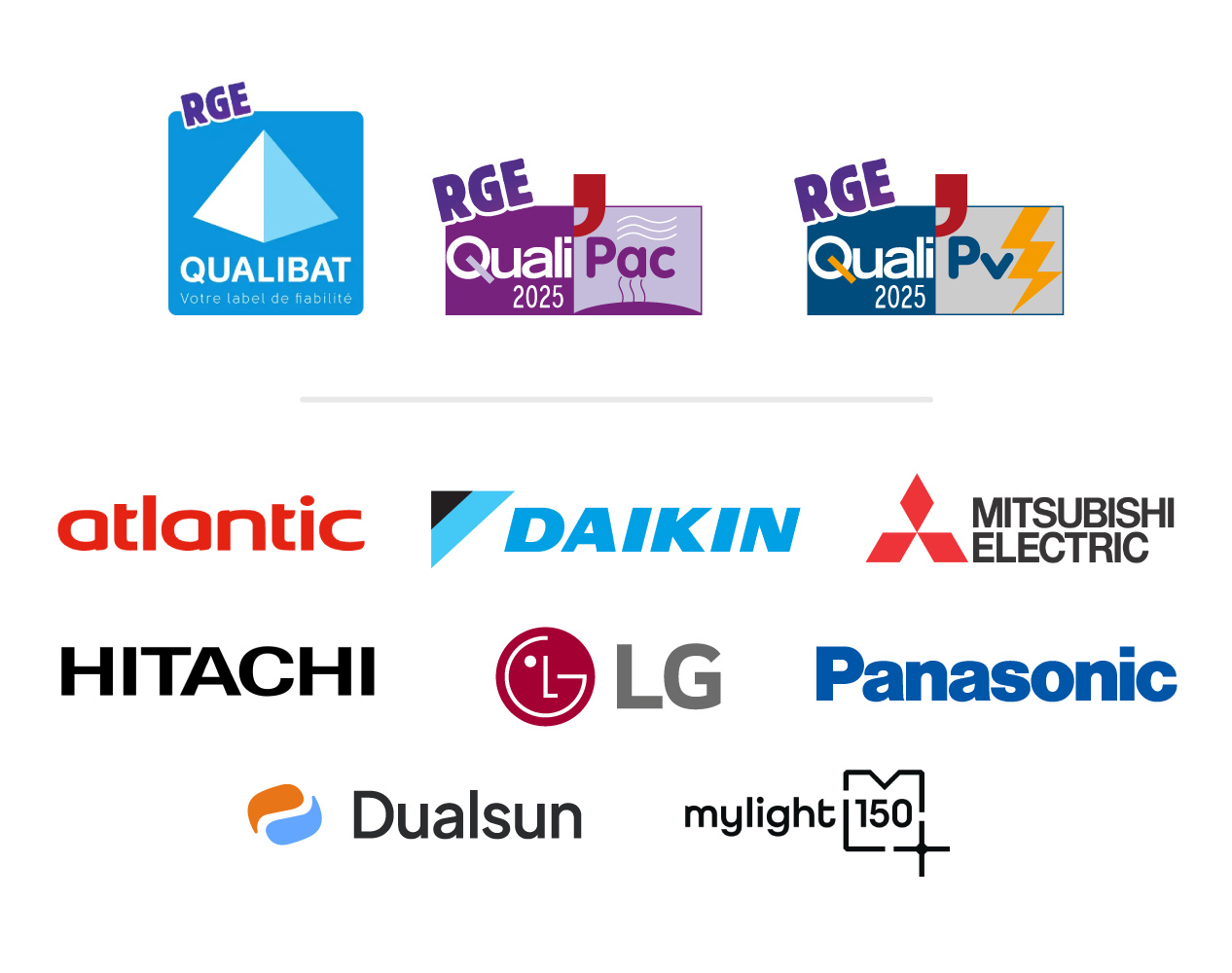 Nos certifications et marques de chauffage et climatisation - Geo-Dis Energies