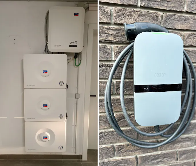 Afbeelding thuisbatterij en laadpaal