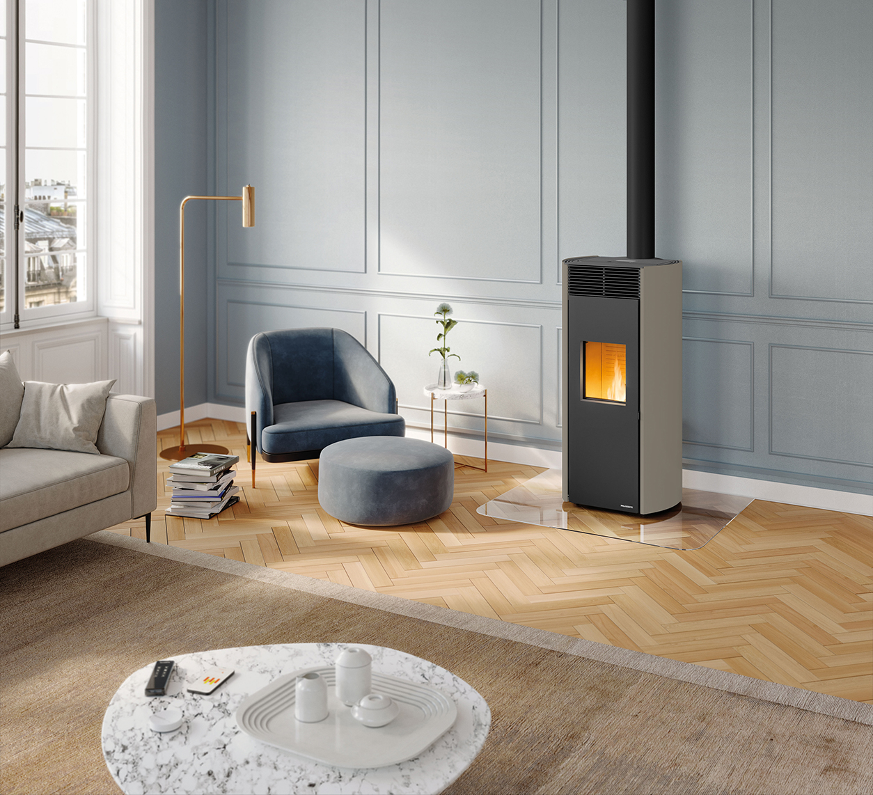 Installation de poêles à granulés Palazzetti Sistemi Clara