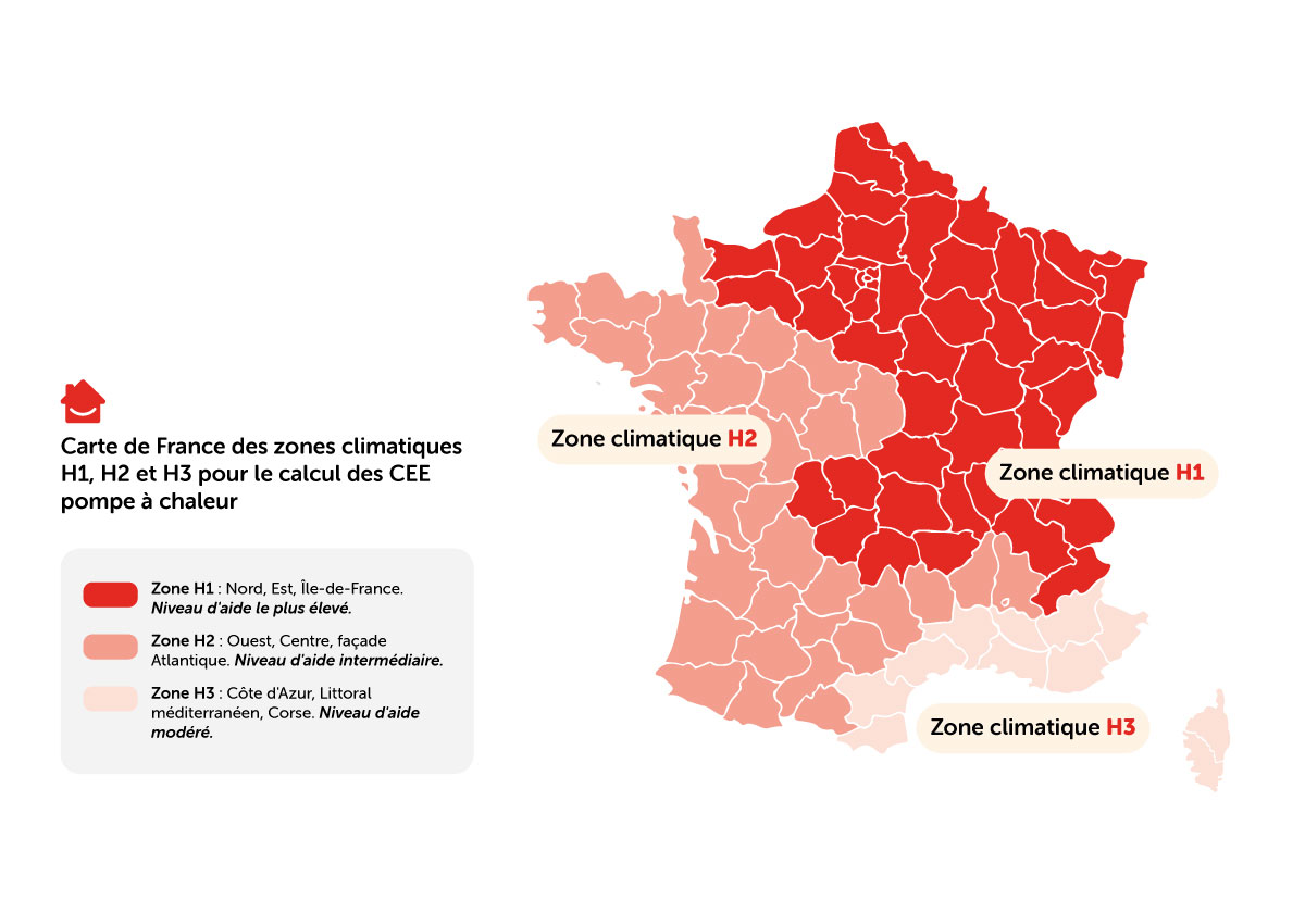 Carte des zones climatiques pour le calcul des CEE