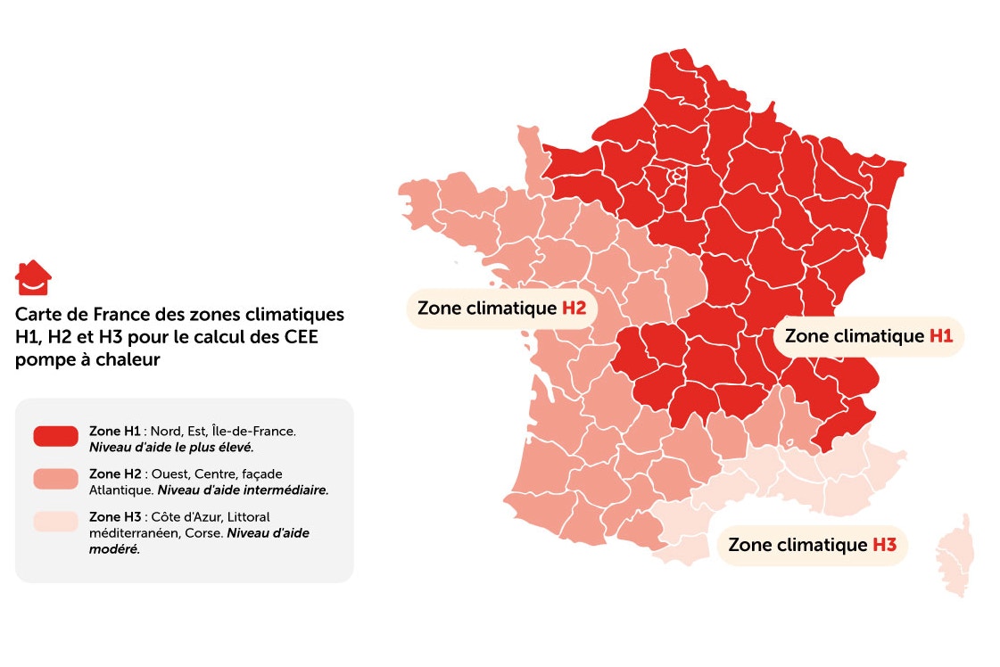 Carte des zones climatiques pour le calcul des CEE