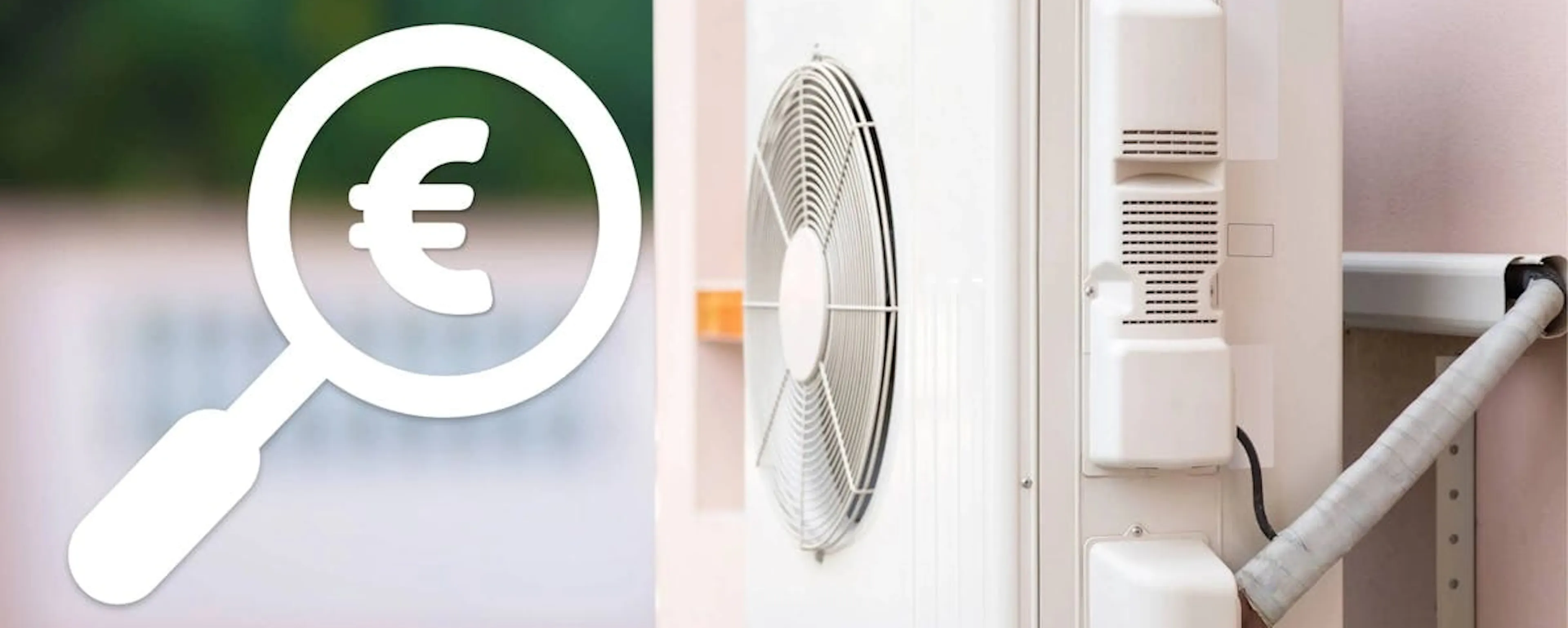 Unité extérieure de climatisation qui vient d'être installlée, avec icône euro