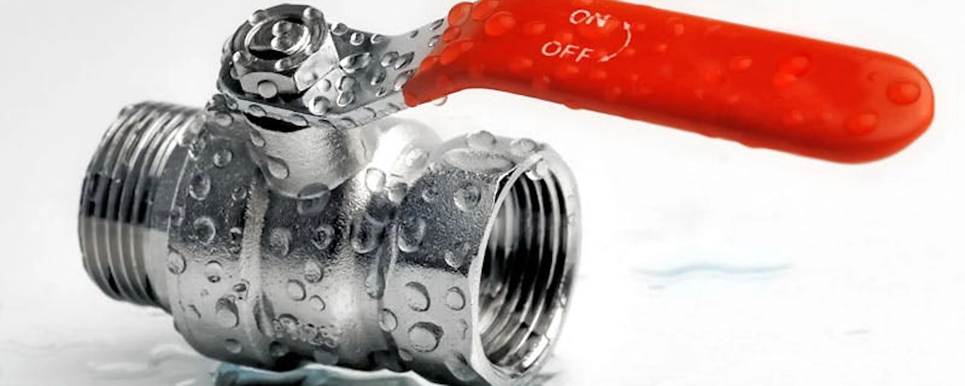 Robinet d'arrêt général d'alimentation d'eau chromé avec poignée rouge