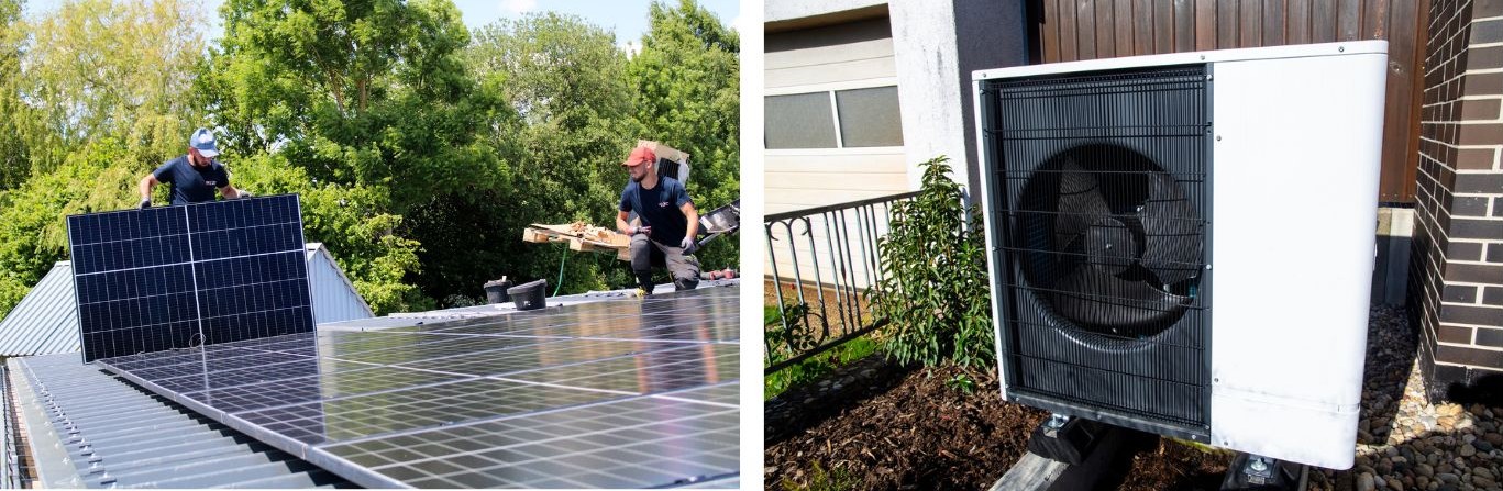 Afbeelding zonnepanelen en warmtepomp
