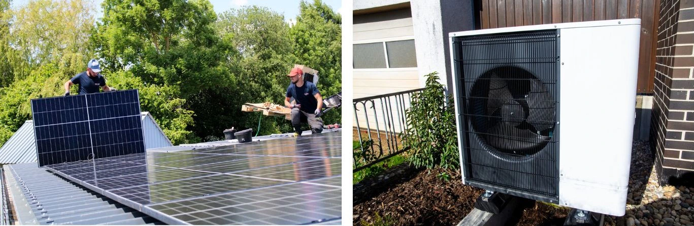 Afbeelding zonnepanelen en warmtepomp