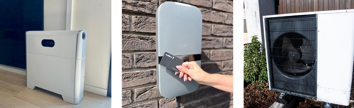 Afbeelding thuisbatterij, laadpeel en warmtepomp