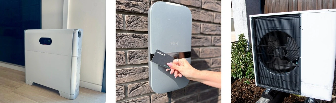 Afbeelding thuisbatterij, laadpeel en warmtepomp