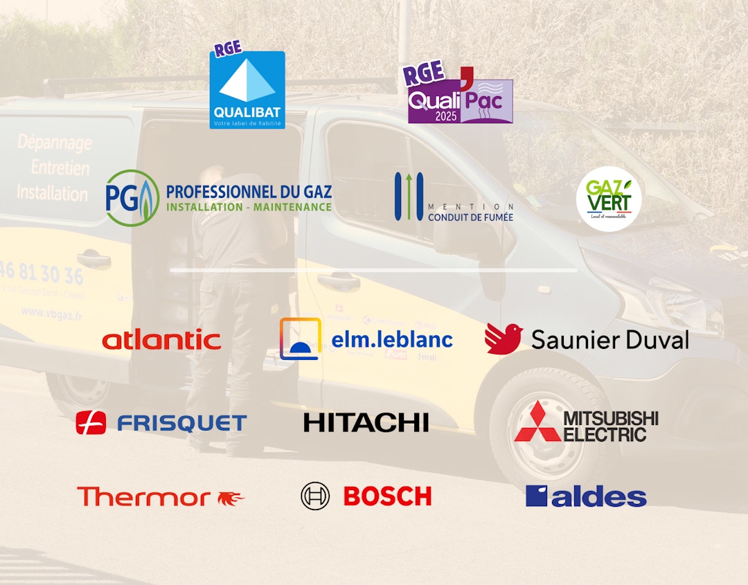 Nous travaillons avec les plus grandes marques : Atlantic, Hitachi, Elm Leblanc, Saunier DUVAL, Frisquet, Vaillant, Chaffoteaux, etc.