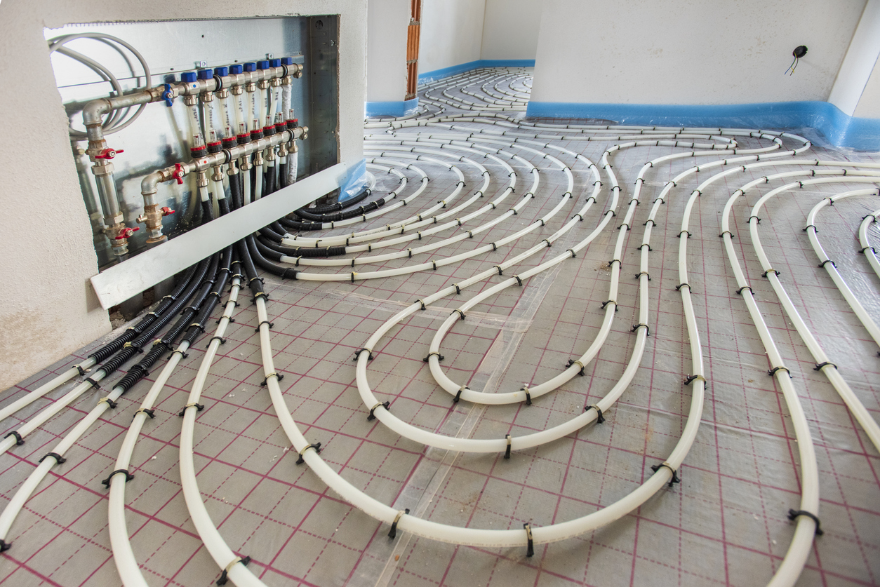 Installation de plancher chauffant réalisée par VIK Energies près de Torigny-les-Villes dans la Manche