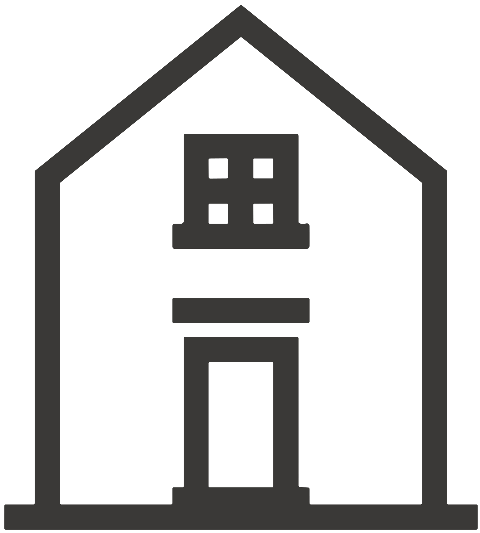 Black icon on transparent background, representing Laned Homes