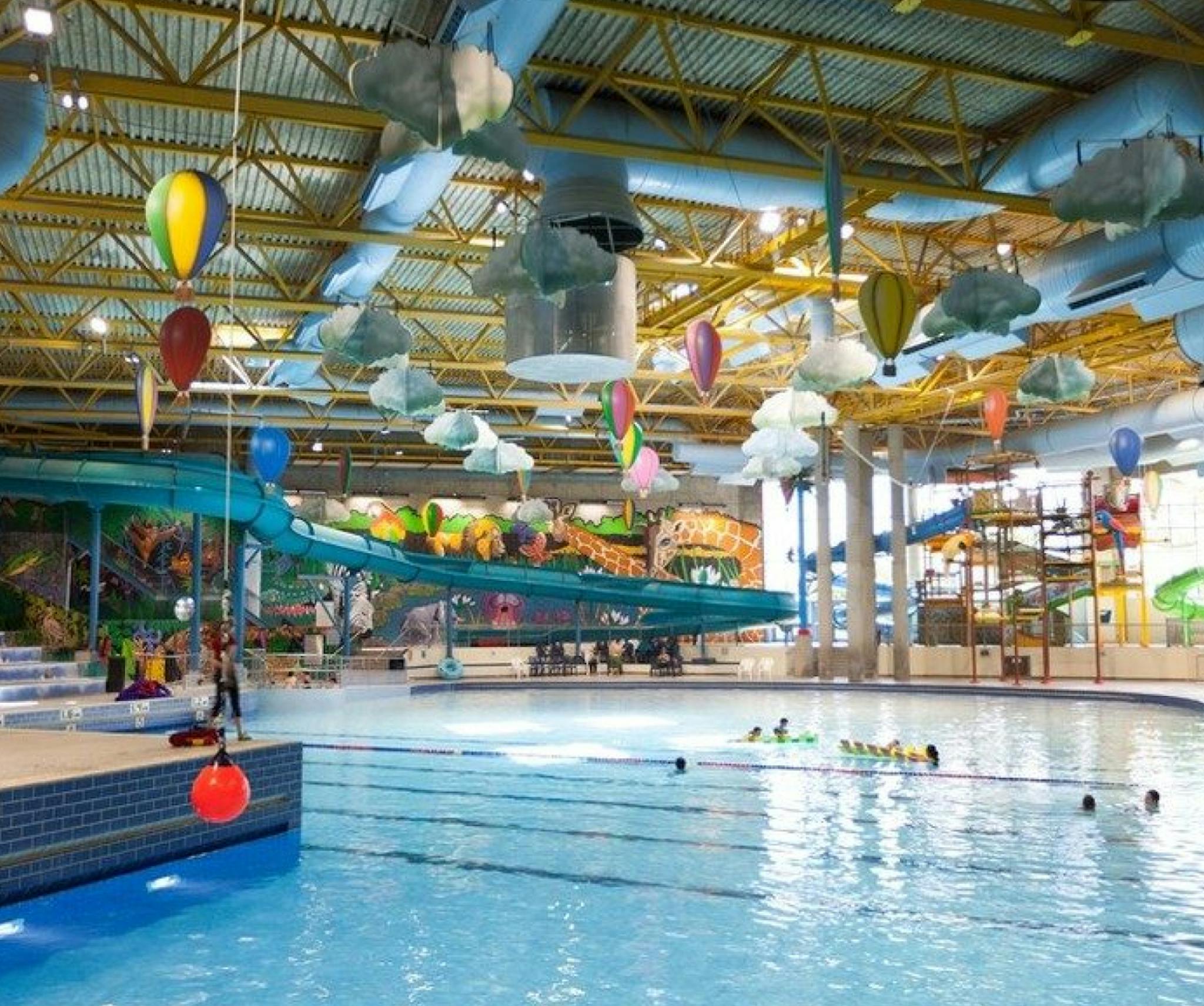 Indoor pool with blue waterside