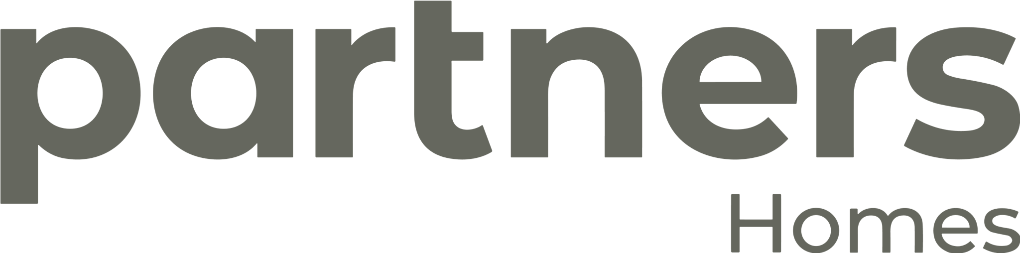 Partners Homes logo in grey on a transparent background