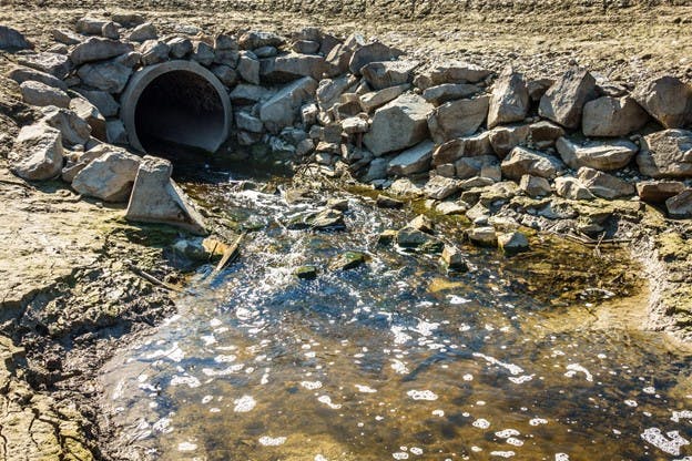 Drainage Pipe Outside Flowing Groundwater