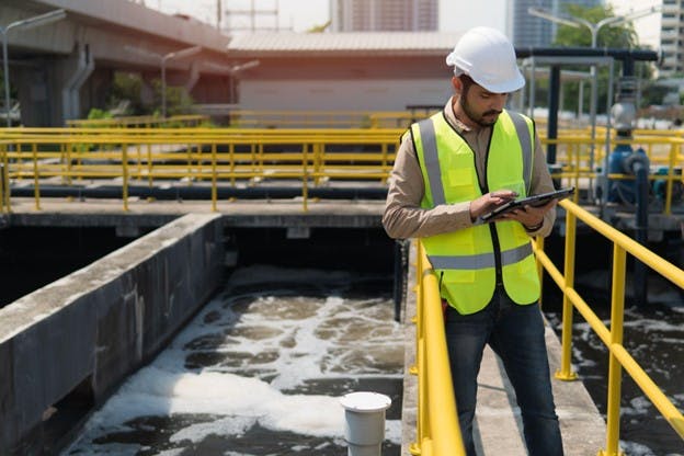 Water Plant Technician Takes Readings