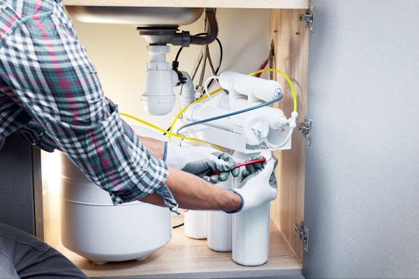 Person Fixing Water Filtration System
