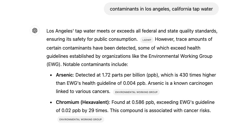 Search GPT Water Quality Inquiry