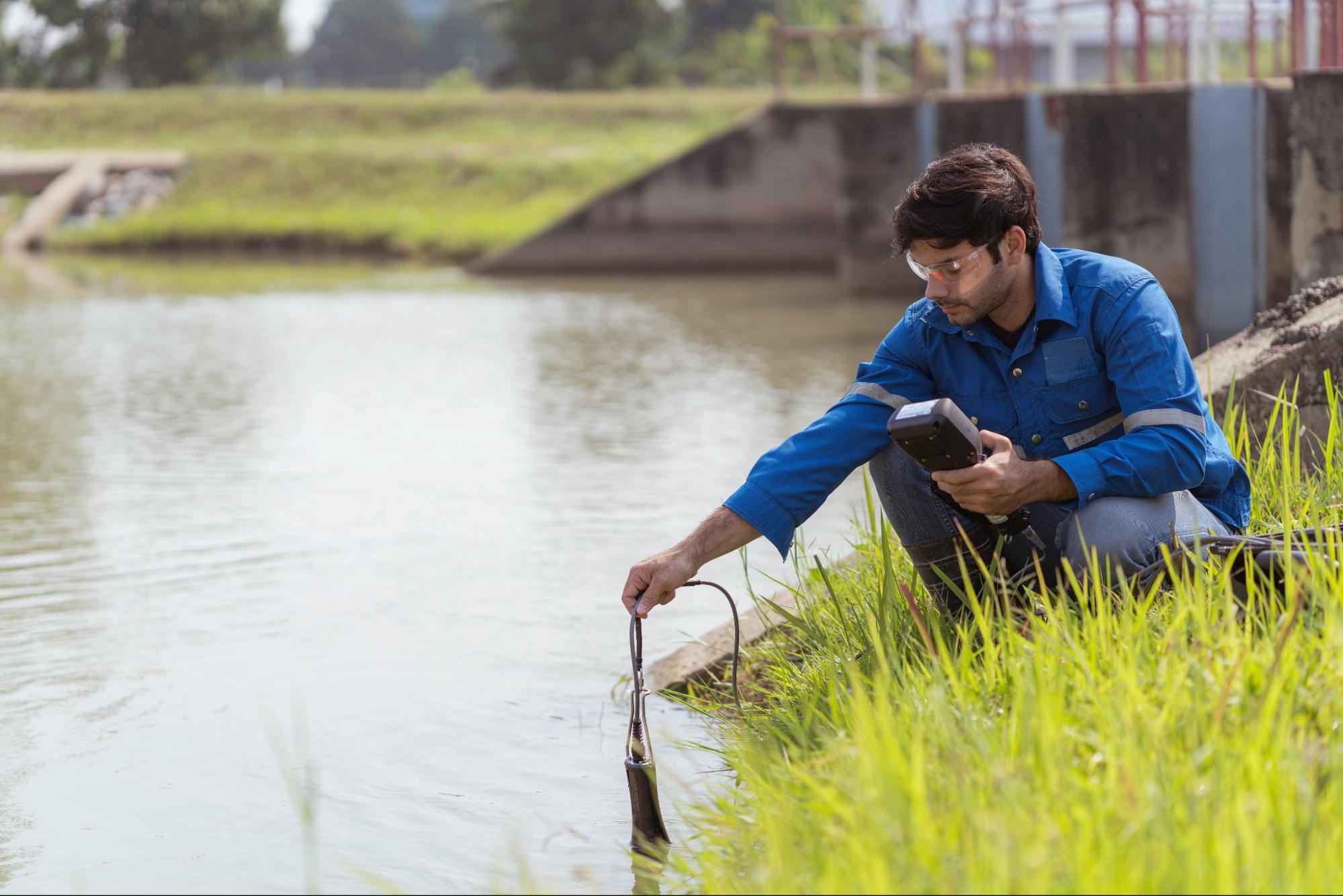 Examiner Checking Water Quality