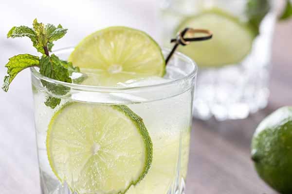 Water as a Decorative Piece Glass of Water with Limes