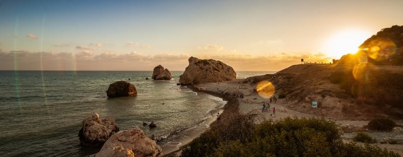 Aphrodite's Beach at sunset in Polis, Cyprus