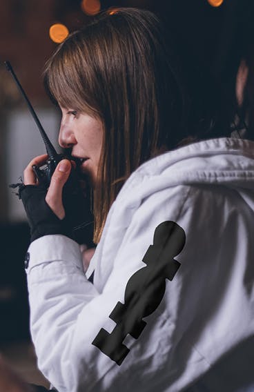 Woman on walkie talkie