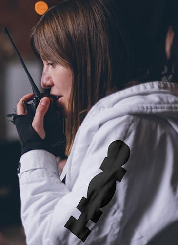 Woman on walkie talkie