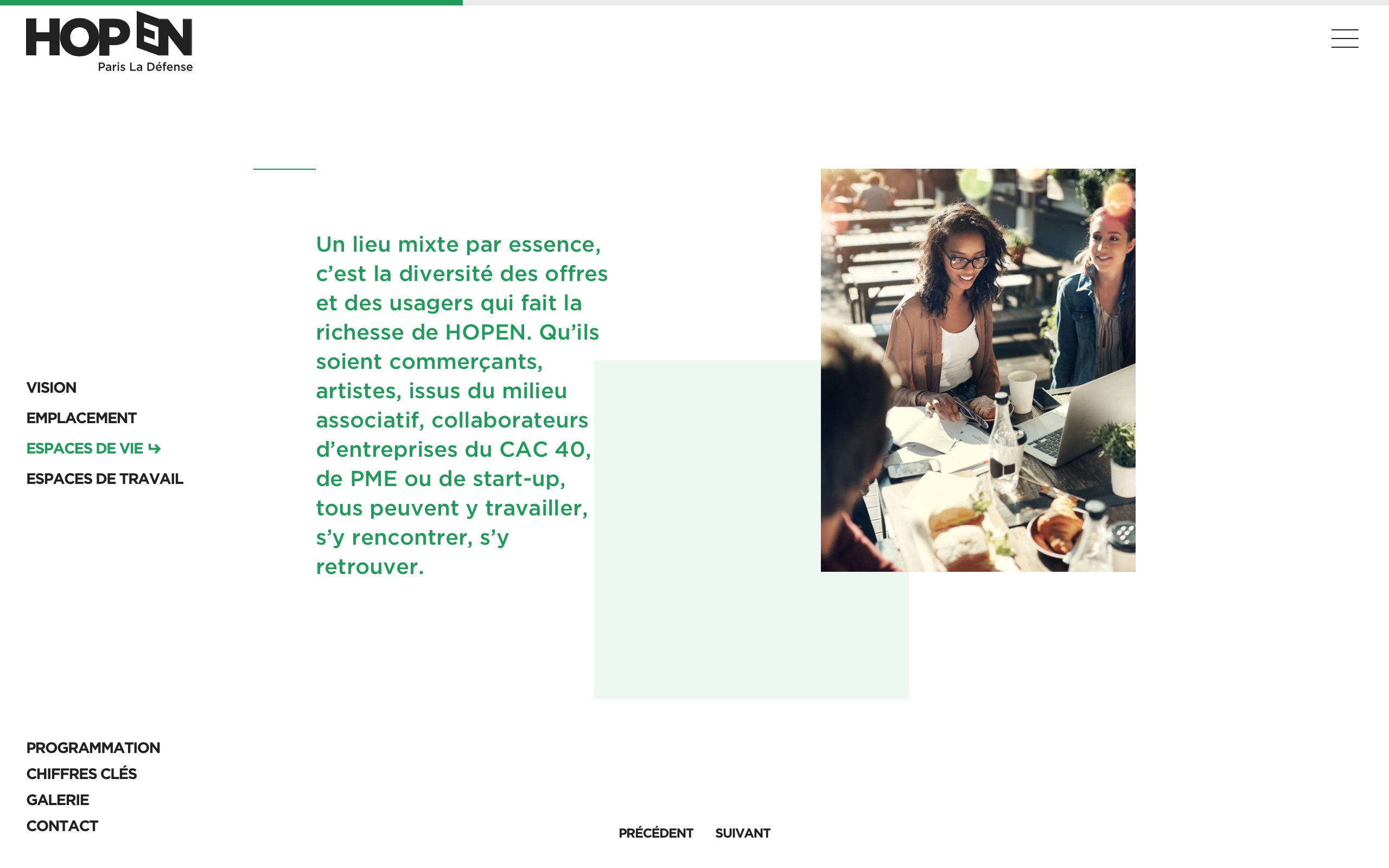 Capture d'écran de la troisième diapositive de la page Espace de vie, mettant en avant que les offres proposées dans le projet HOPEN sont ouvertes à tous