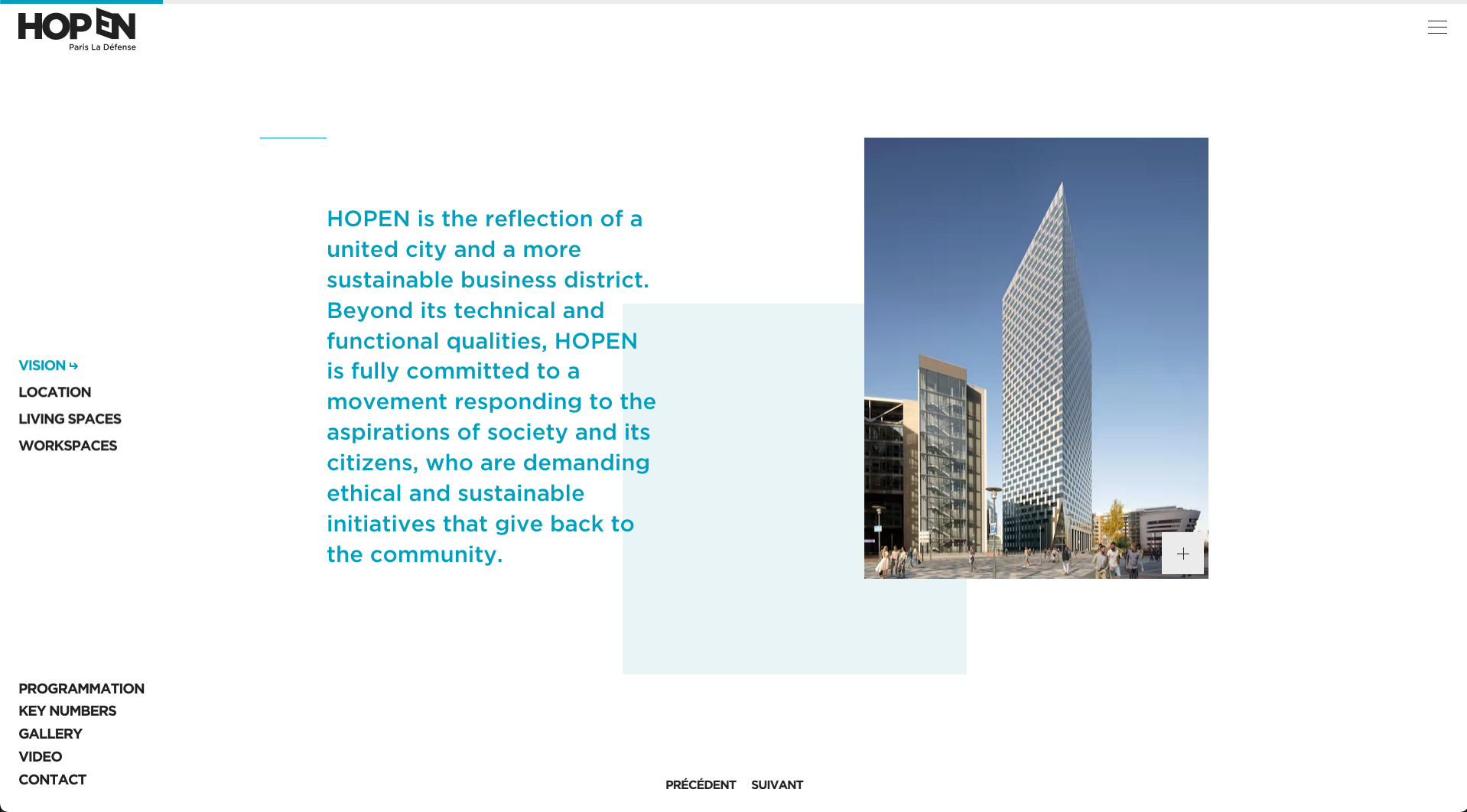 Screenshot of the second slide from the Vision page on the website, addressing the concept of the HOPEN Tower