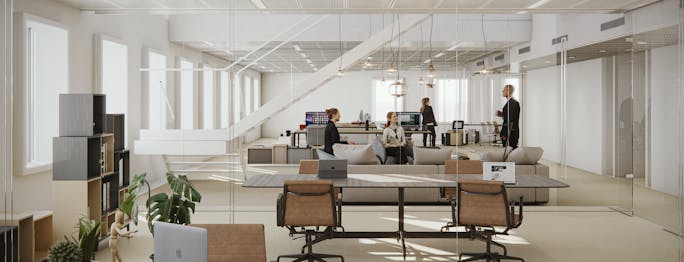 View of a floor dedicated to meeting rooms