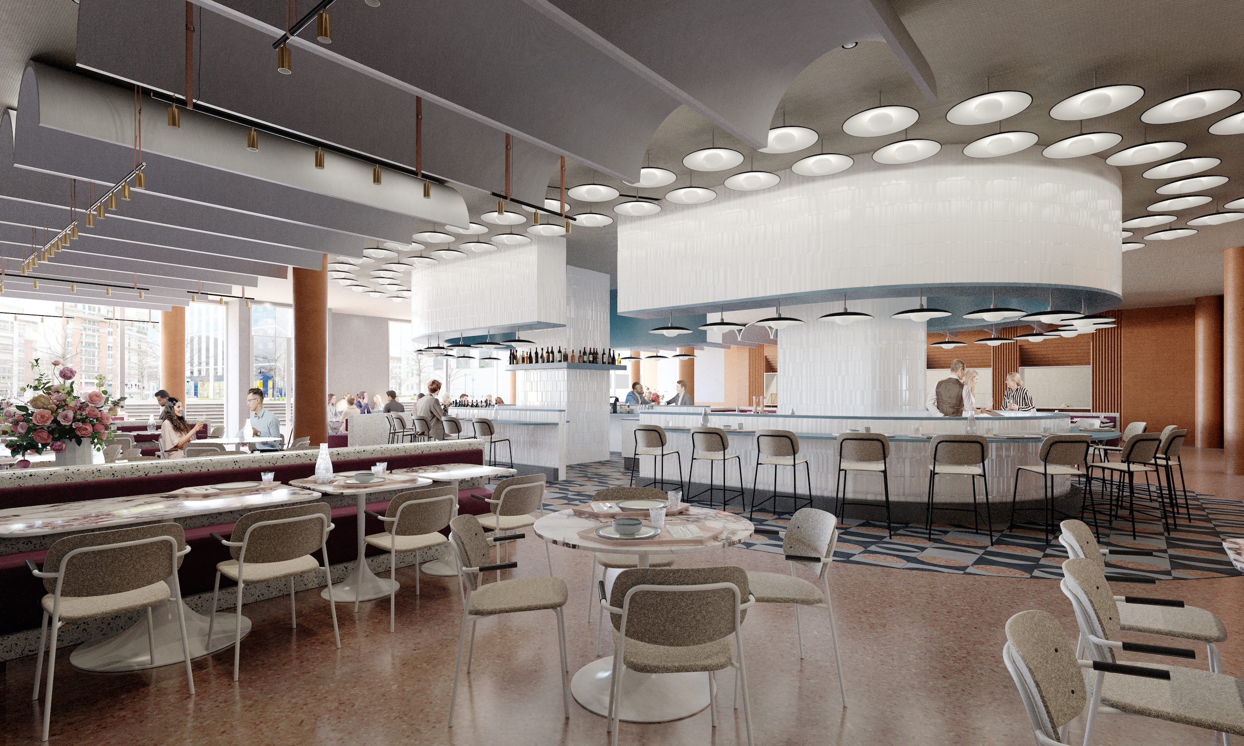 View of the food court at HOPEN Tower, lower ground floor