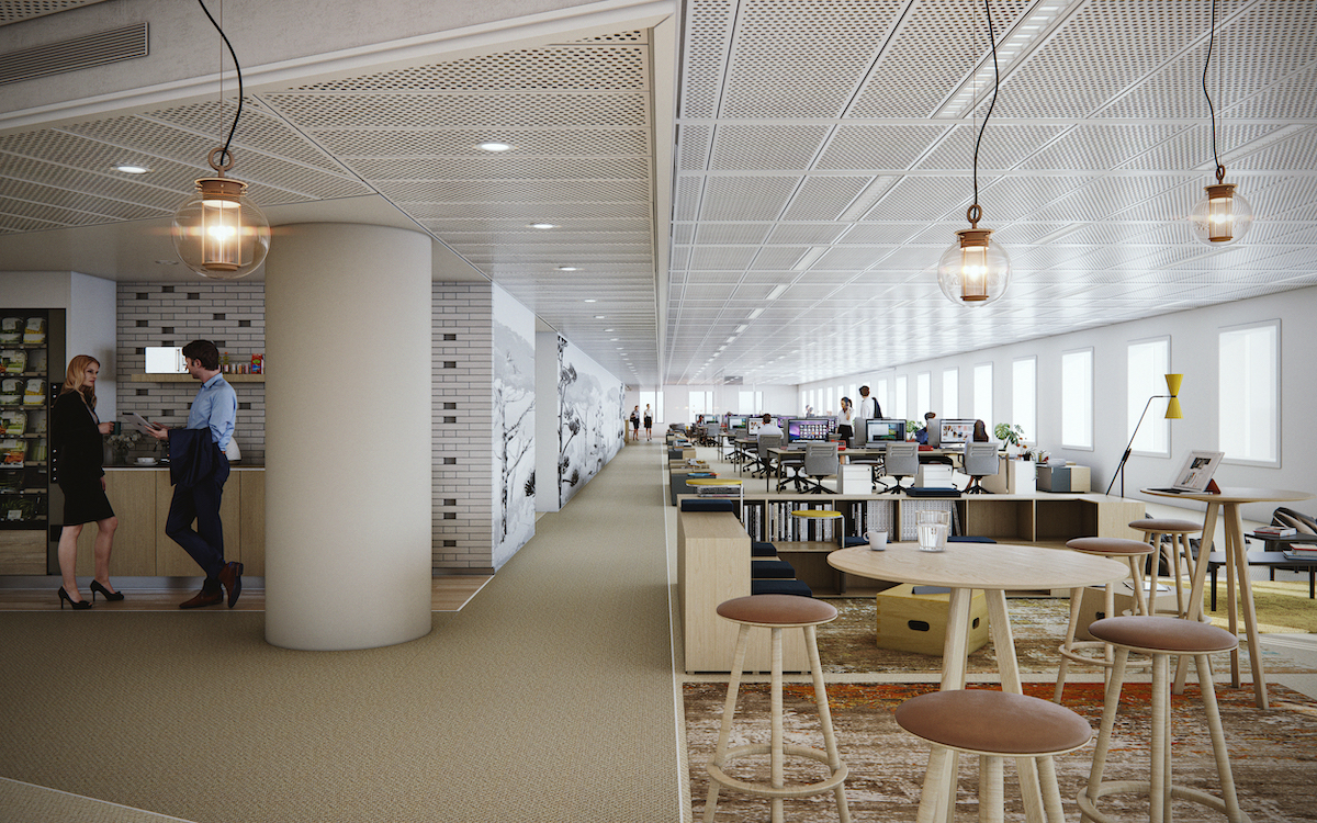 View of a floor in HOPEN Tower featuring a coworking space